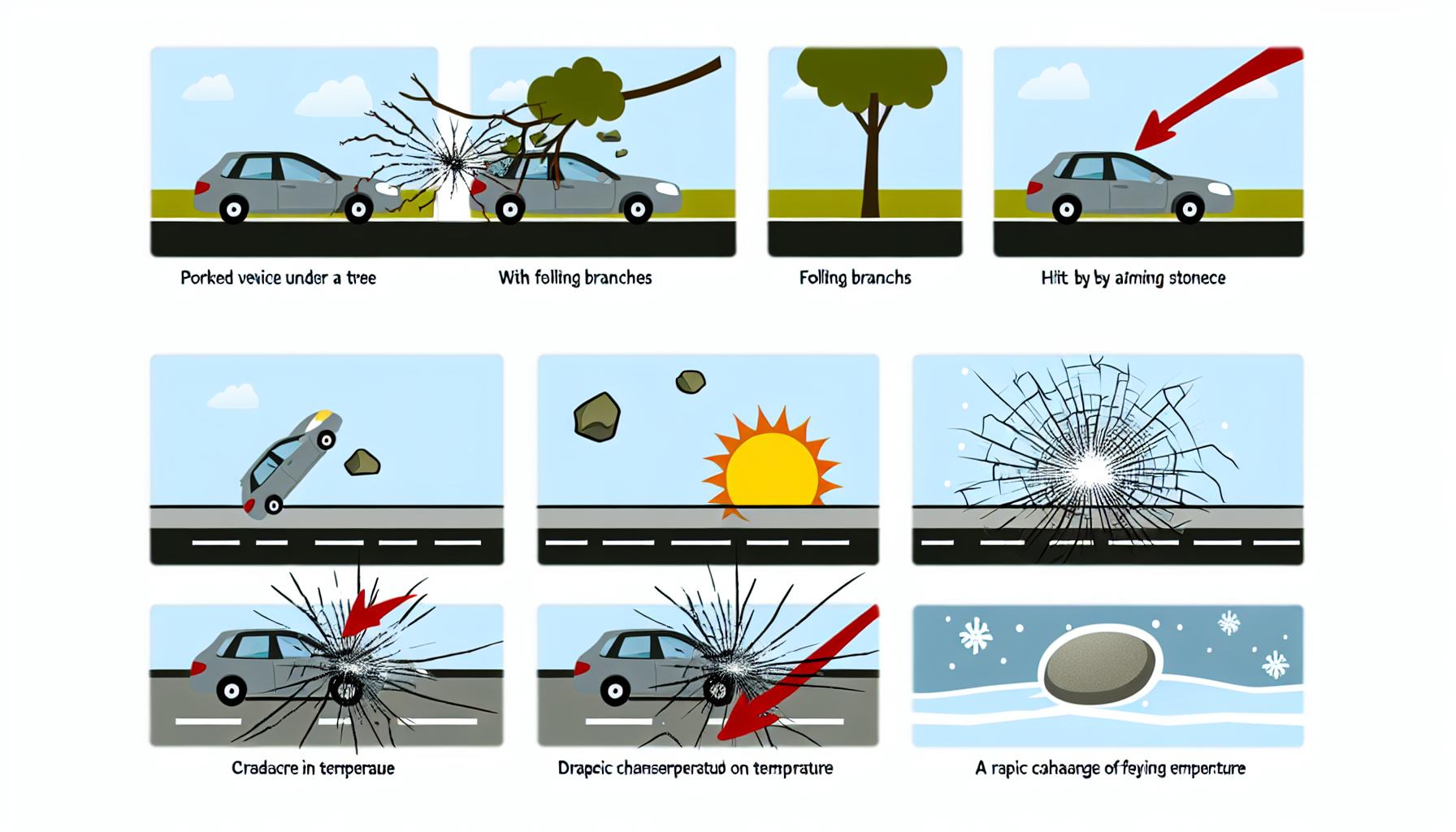Co způsobuje prasknutí čelního skla