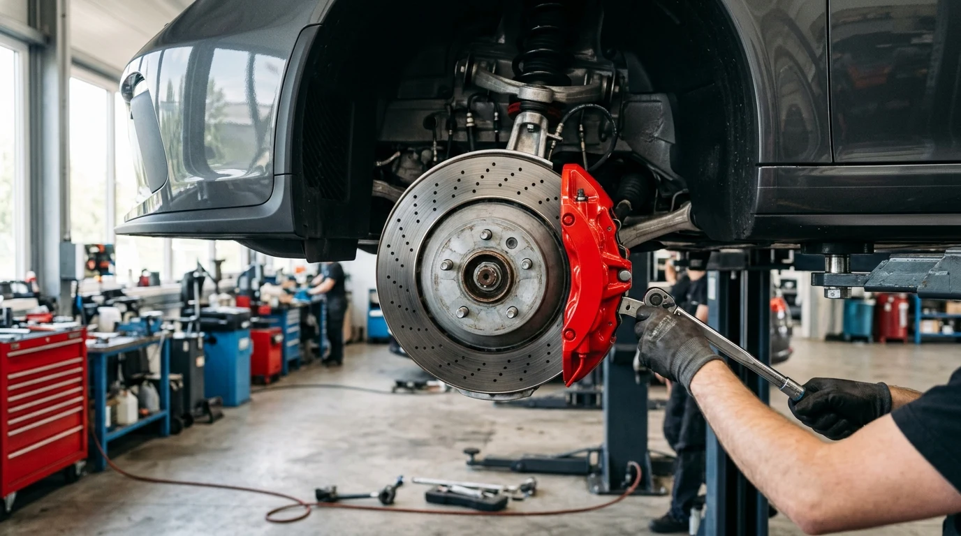 Brzdový kotouč a třmen Brembo s nanesenou keramickou pastou proti pískání